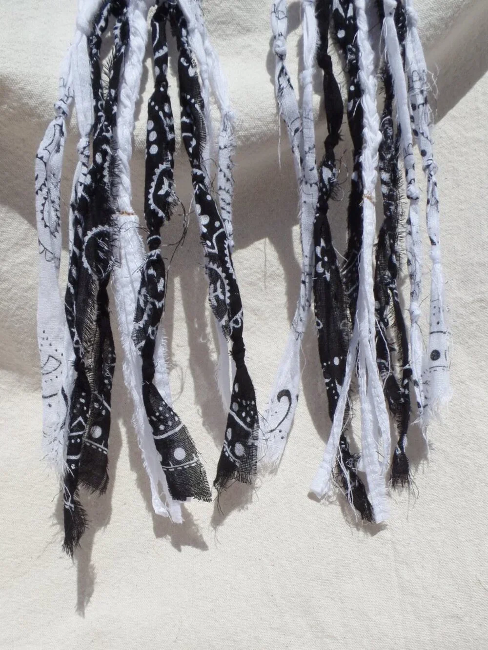 Hand Crafted Hair Tie Swag (1) BLACK & WHITE